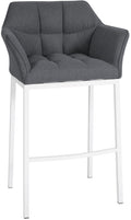 Barkruk Vilt, Hoge Kruk, Comfortabele Rugleuning, Modern Design Kleur grijs Onderstel Kleur wit