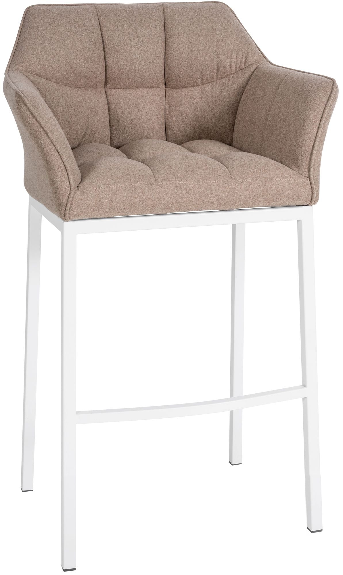 Barkruk Vilt, Hoge Kruk, Comfortabele Rugleuning, Modern Design Kleur taupe Onderstel Kleur wit
