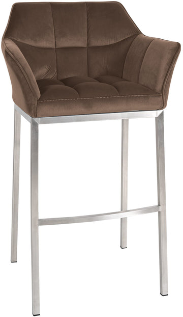 Elegante Fluwelen Barkruk - Luxe Kruk - Extra Zitcomfort & Moderne Uitstraling Kleur bruin