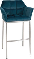 Barkruk - Hoge Stoel - Fluwelen Bekleding, Elegant Ontwerp Kleur groen Onderstel Kleur roestvrij staal