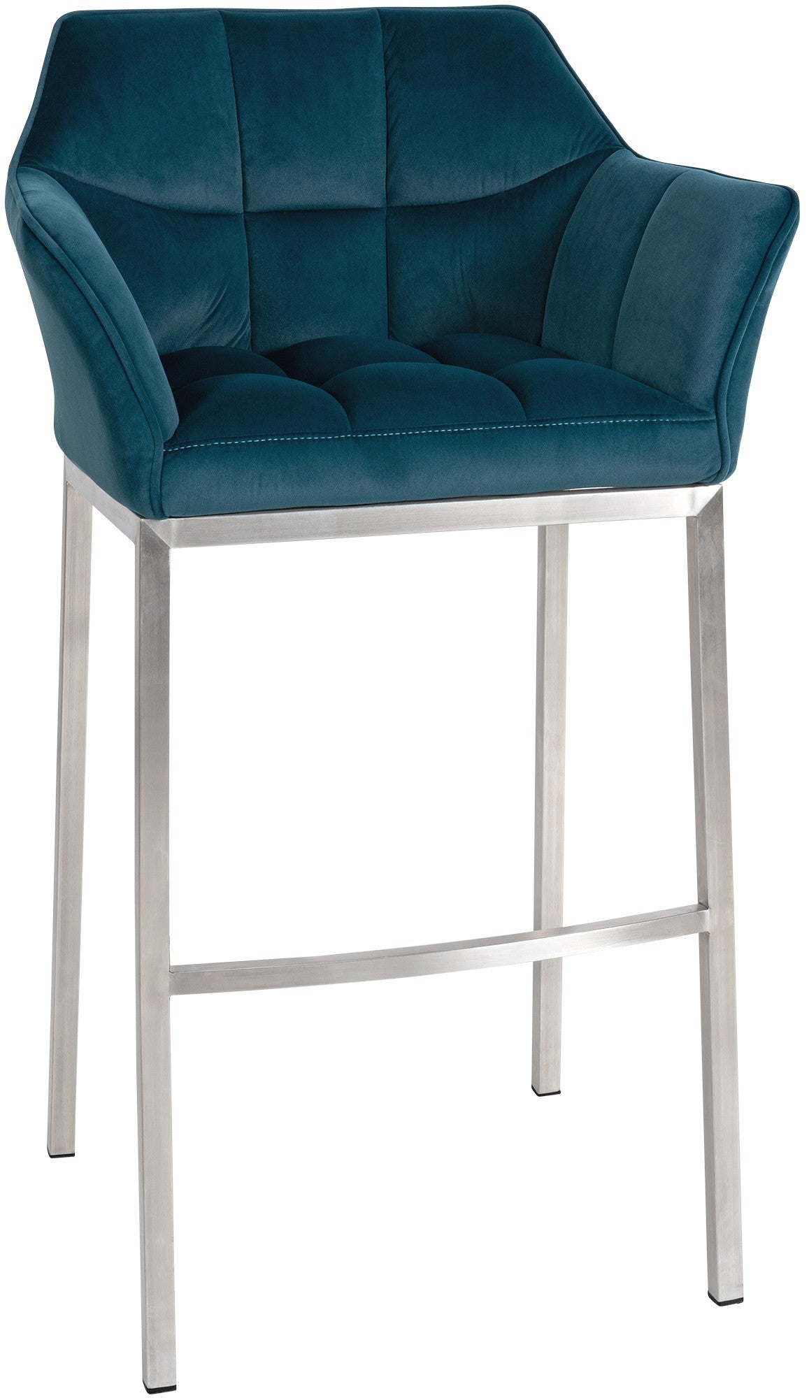 Barkruk - Hoge Stoel - Fluwelen Bekleding, Elegant Ontwerp Kleur groen Onderstel Kleur roestvrij staal