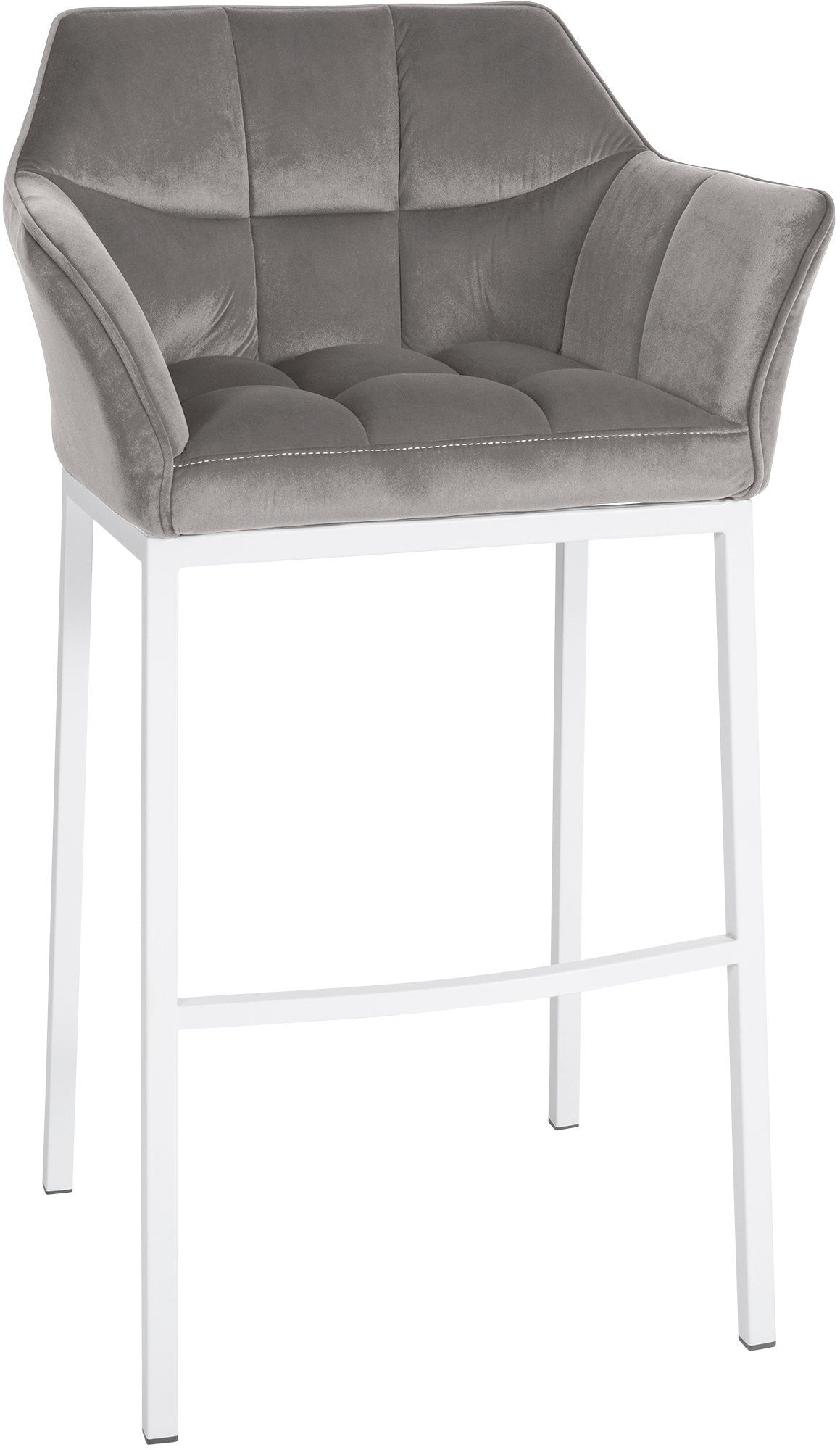 Barkruk - Hoge Stoel - Fluwelen Bekleding, Elegant Ontwerp Kleur grijs Onderstel Kleur wit