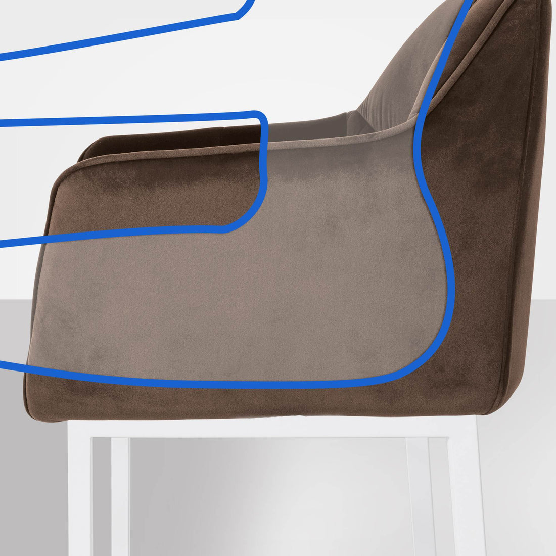 Barkruk Fluweel - Kruk - Extra Comfort Rug- & Armleuningen, Elegant Design Kleur bruin