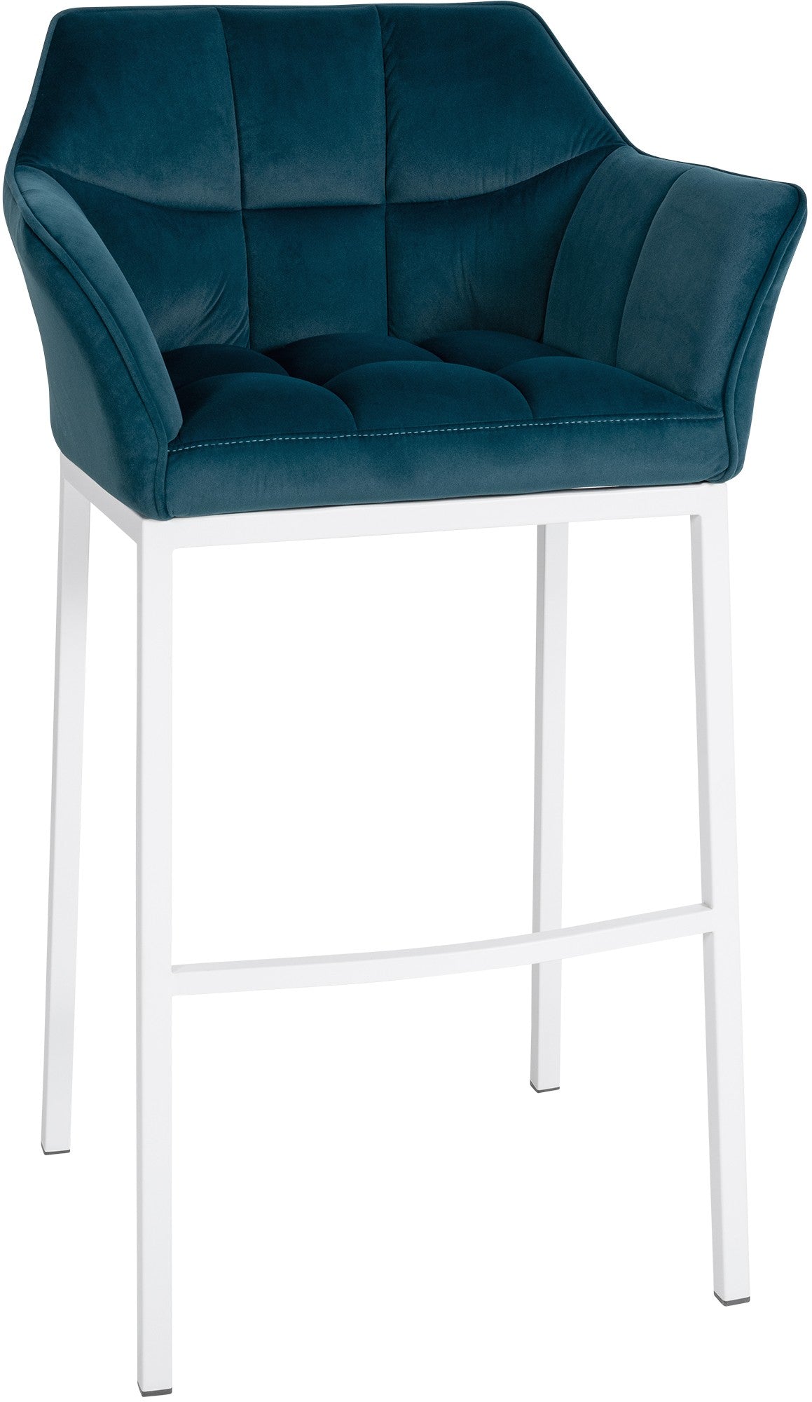 Barkruk - Hoge Stoel - Fluwelen Bekleding, Elegant Ontwerp Kleur groen Onderstel Kleur wit