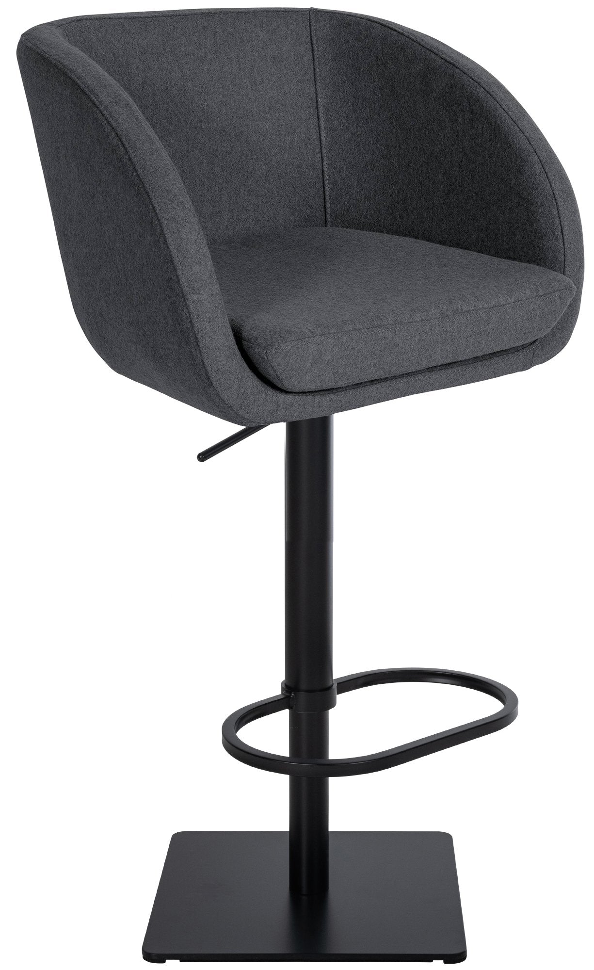 Barkruk met vilten bekleding - Keukenkruk - 360° draaimechaniek, Comfortabel & Duurzaam Kleur grijs Onderstel Kleur zwart