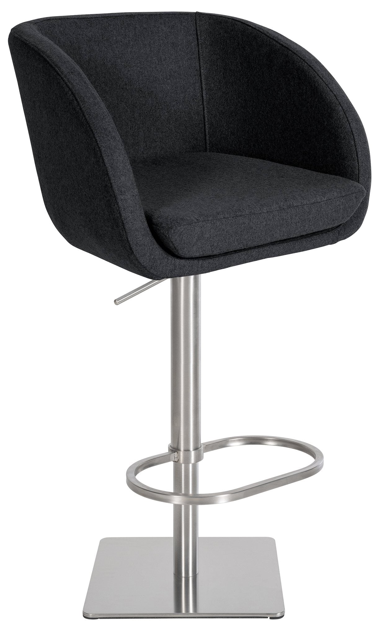 Barkruk met vilten bekleding - Keukenkruk - 360° draaimechaniek, Comfortabel & Duurzaam Kleur antraciet Onderstel Kleur roestvrij staal
