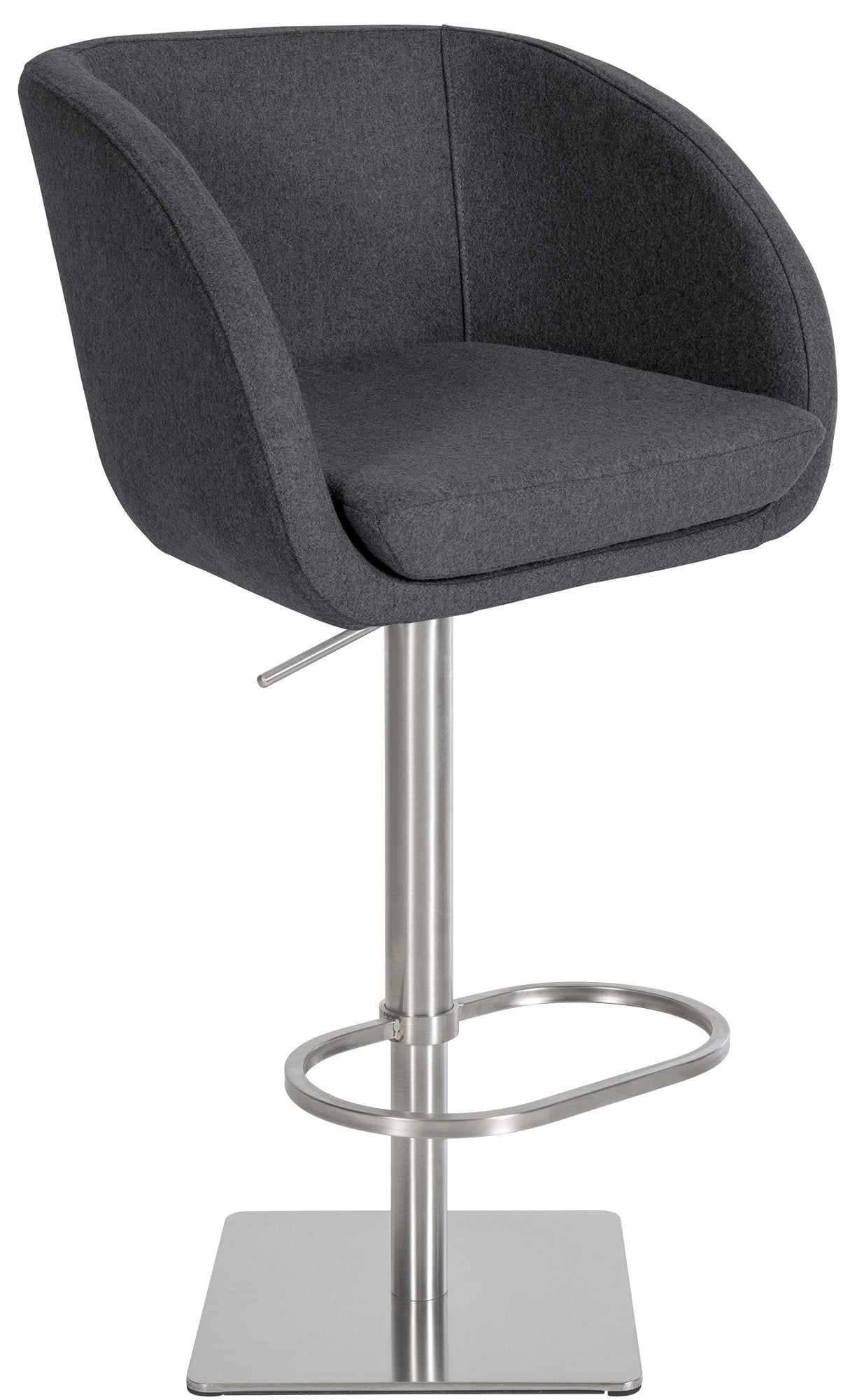 Barkruk met vilten bekleding - Keukenkruk - 360° draaimechaniek, Comfortabel & Duurzaam Kleur grijs Onderstel Kleur roestvrij staal