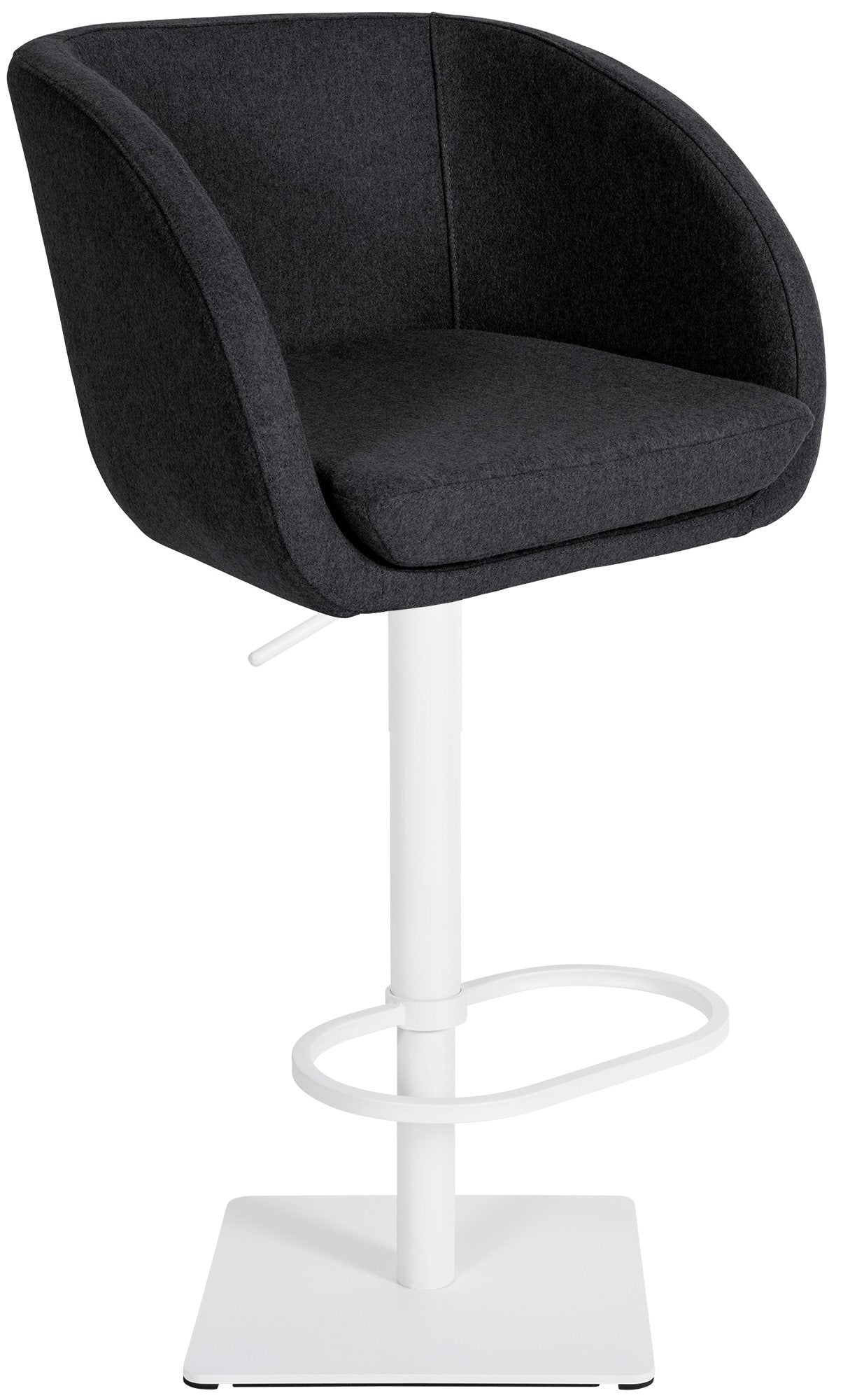 Barkruk met vilten bekleding - Keukenkruk - 360° draaimechaniek, Comfortabel & Duurzaam Kleur antraciet Onderstel Kleur wit