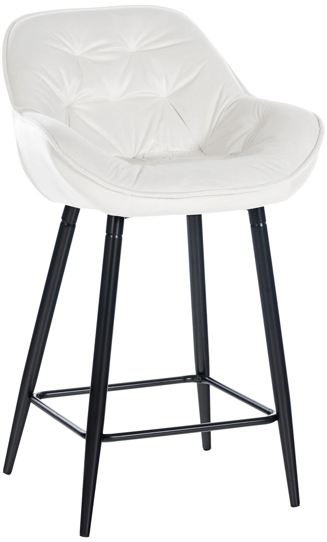 Stijlvolle Fluwelen Barkruk - Luxe Design - Optimaal Zitcomfort & Ondersteuning Kleur crèmewit