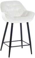 Stijlvolle Fluwelen Barkruk - Luxe Design - Optimaal Zitcomfort & Ondersteuning Kleur crèmewit