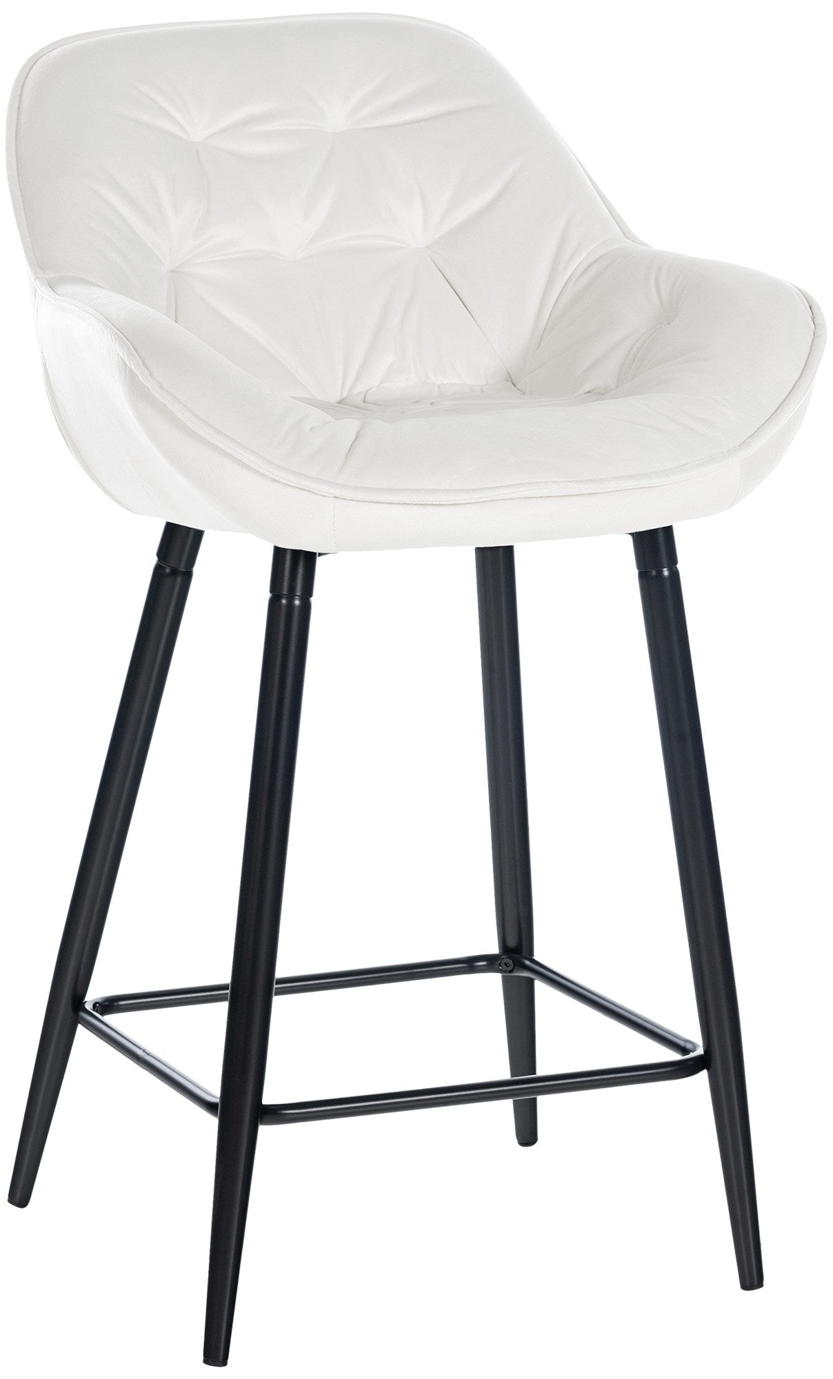 Stijlvolle Fluwelen Barkruk - Luxe Design - Optimaal Zitcomfort & Ondersteuning Kleur crèmewit