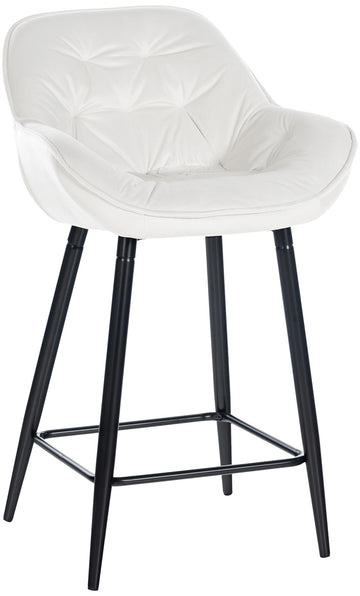 Stijlvolle Fluwelen Barkruk - Luxe Design - Optimaal Zitcomfort & Ondersteuning Kleur crèmewit