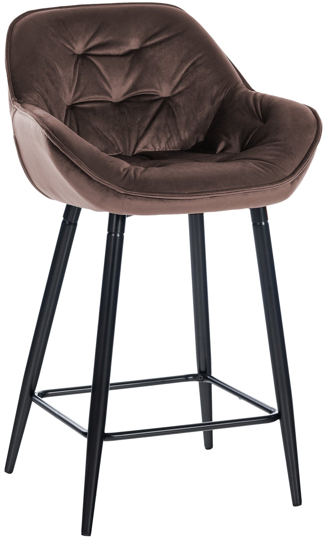 Stijlvolle Barkruk - Fluwelen Kruk - Uitstekend Zitcomfort, Stabiel Matzwart Frame Kleur bruin