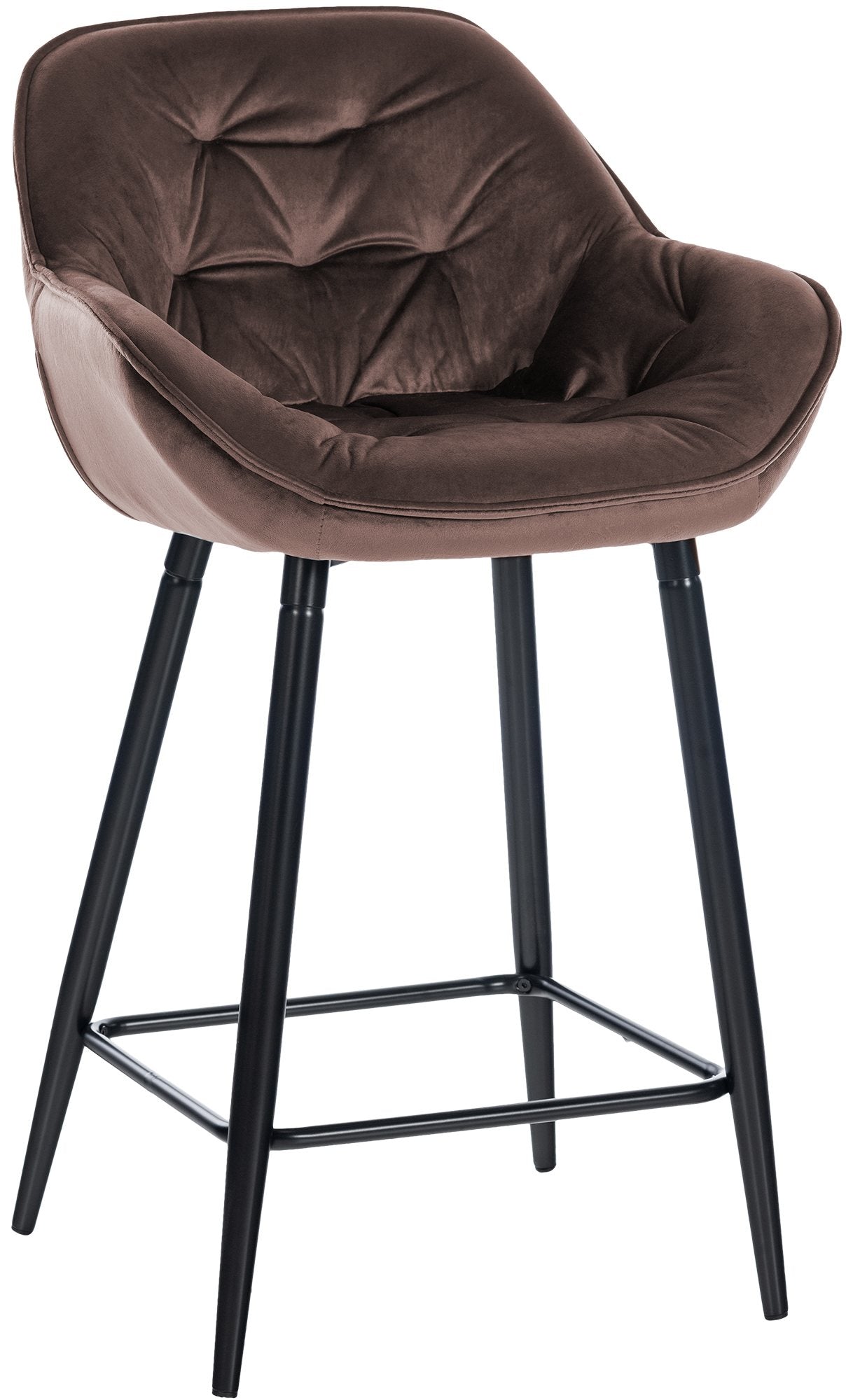 Stijlvolle Barkruk - Fluwelen Kruk - Uitstekend Zitcomfort, Stabiel Matzwart Frame Kleur bruin