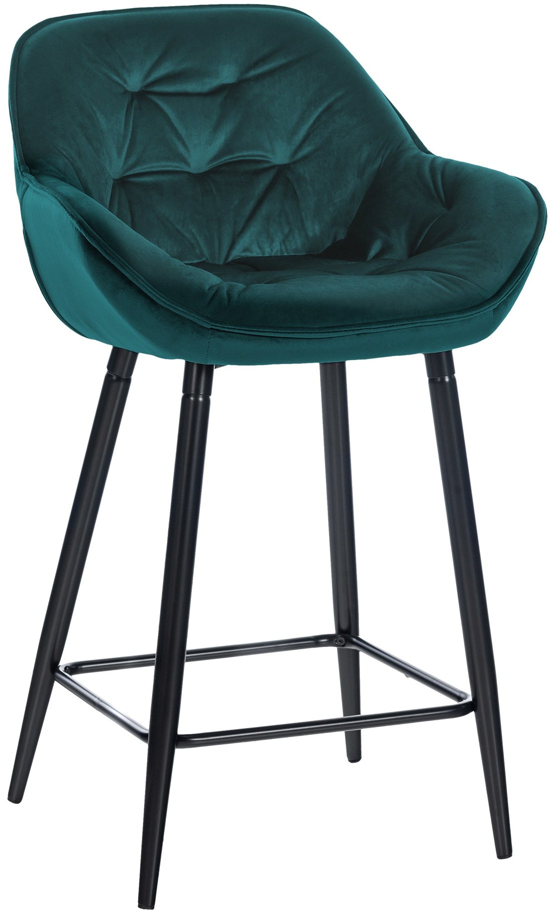 Fluwelen Barkruk - Modieuze Kruk - Hoog Zitcomfort, Matzwart Frame Kleur donkergroen