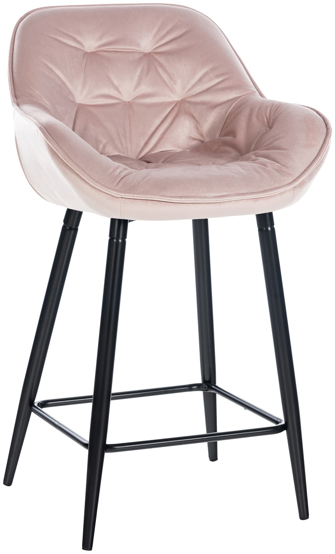 Fluwelen Barkruk - Hocker - Hoog Zitcomfort, Stevig Frame - Mat Zwart Design Kleur roze