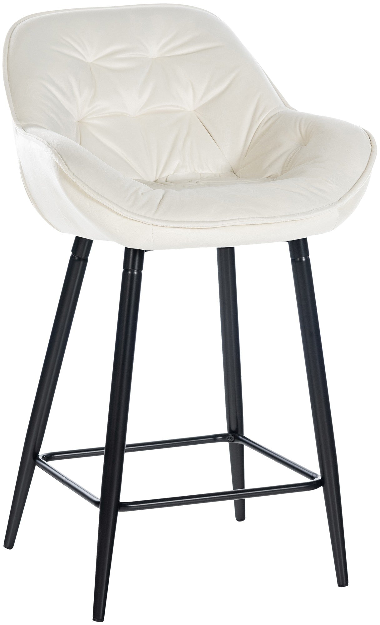 Barkruk Fluweel - Kruk - Hoog Zitcomfort, Mat Zwart Frame Met Elegante Fluwelen Bekleding Kleur crème