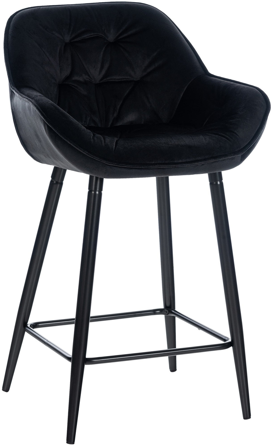 Fluwelen Barkruk - Modieuze Kruk - Hoog Zitcomfort, Matzwart Frame Kleur donkergroen