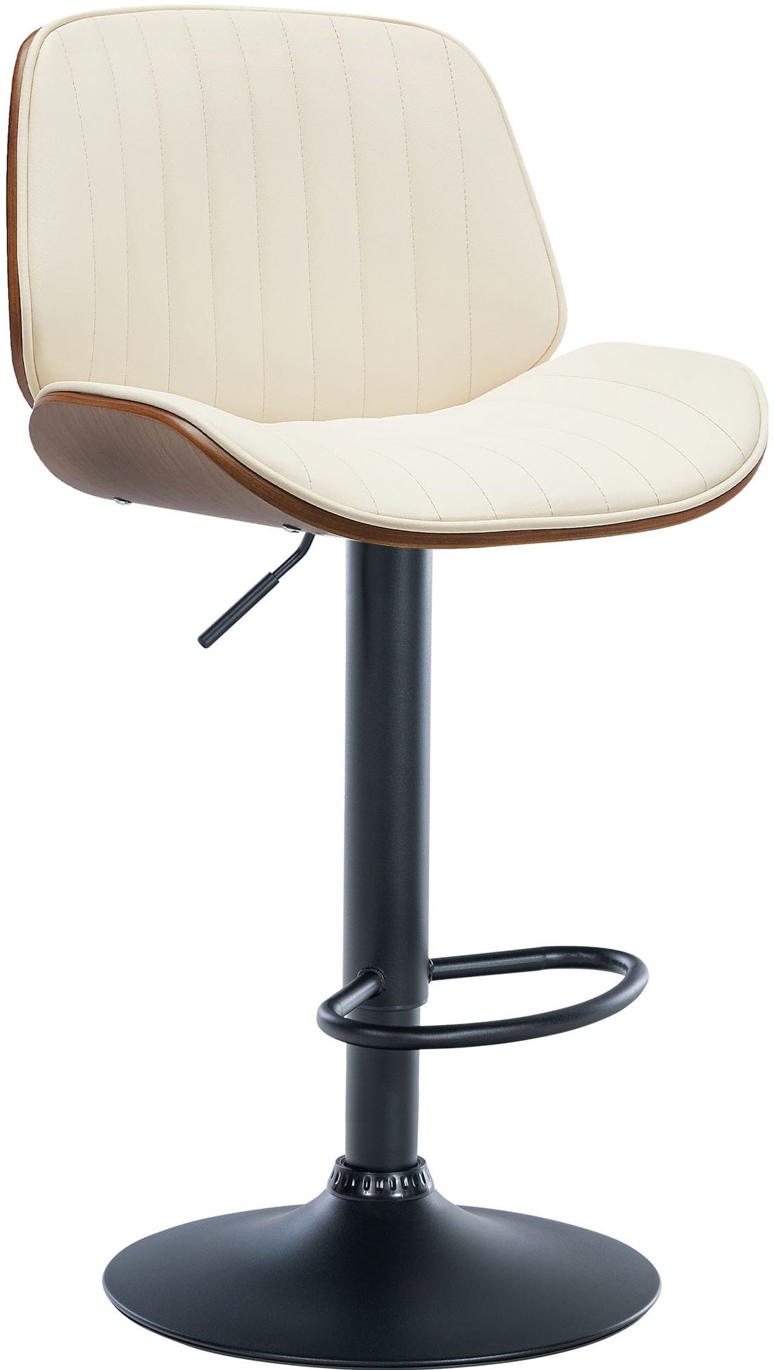 Barkruk met Kunstleren Bekleding - Elegantie - Hoogte Verstelbaar & Ondersteunend ontwerp Kleur walnoot/creme