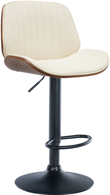 Barkruk met Kunstleren Bekleding - Elegantie - Hoogte Verstelbaar & Ondersteunend ontwerp Kleur walnoot/creme