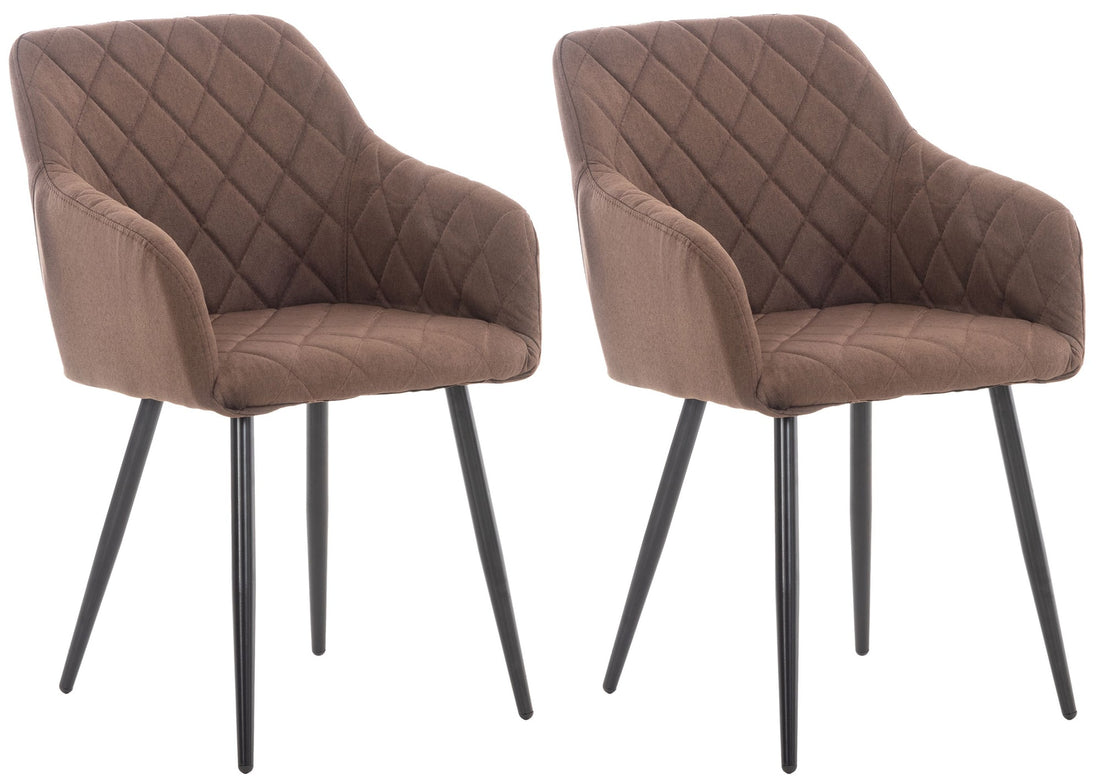 2-delige set Eetkamerstoelen - Armstoelen - Uitzonderlijk Comfort Kleur bruin Materiaal Stof