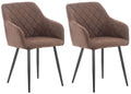 2-delige set Eetkamerstoelen - Armstoelen - Uitzonderlijk Comfort Kleur bruin Materiaal Stof