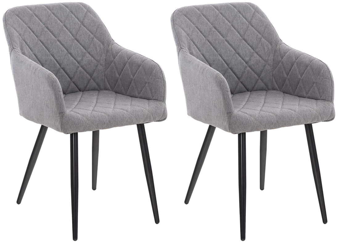 2-delige set Eetkamerstoelen - Armstoelen - Uitzonderlijk Comfort Kleur bruin Materiaal Stof