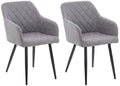2-delige set Eetkamerstoelen - Armstoelen - Uitzonderlijk Comfort Kleur grijs Materiaal Stof