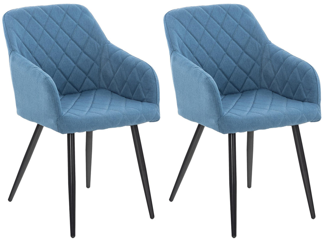 Set van 2 Eetkamerstoelen - Moderne Stoelen, Uiterst Comfortabel, Fluweel of Stof Kleur blauw