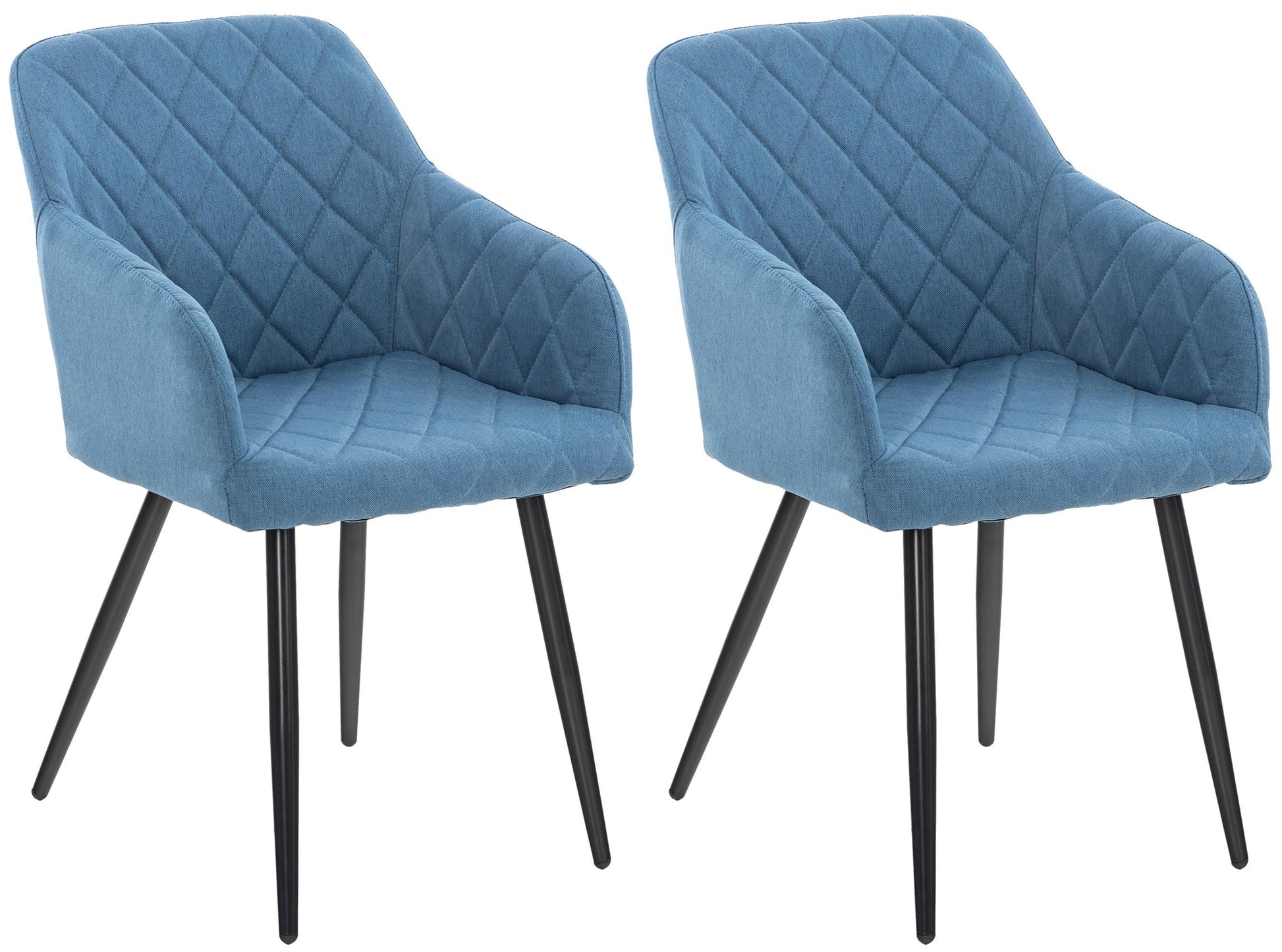 Set van 2 Eetkamerstoelen - Moderne Stoelen, Uiterst Comfortabel, Fluweel of Stof Kleur blauw