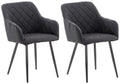2-delige set Eetkamerstoelen - Armstoelen - Uitzonderlijk Comfort Kleur zwart Materiaal Stof