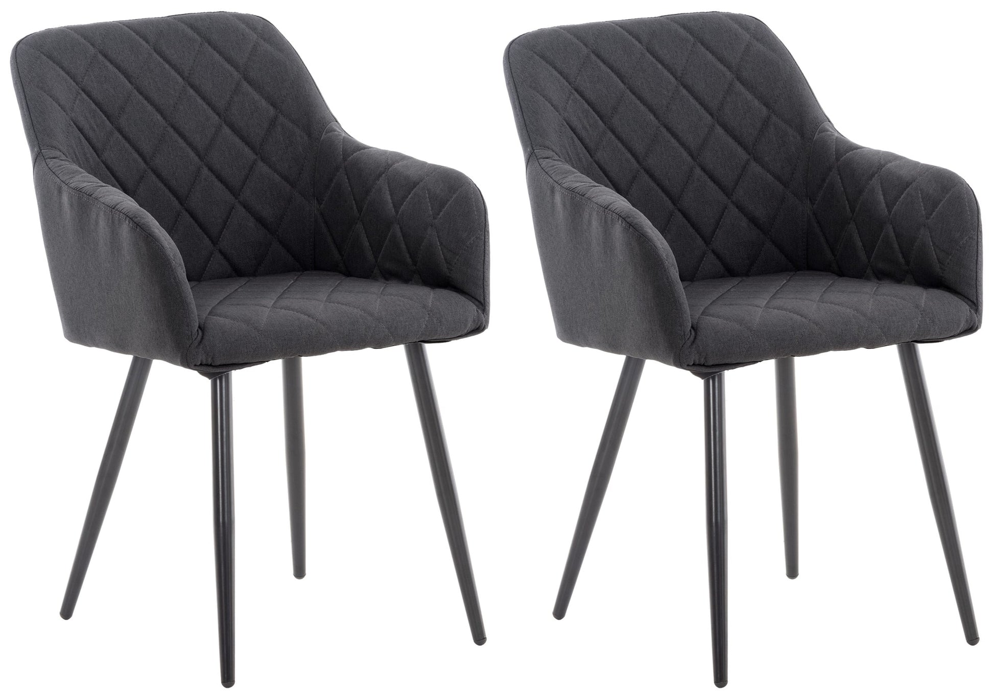 2-delige set Eetkamerstoelen - Armstoelen - Uitzonderlijk Comfort Kleur zwart Materiaal Stof