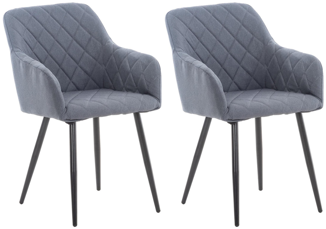 2-delige set Eetkamerstoelen - Comfortabele Zithouding - Fluwelen/Stoffen Bekleding Kleur donkergrijs