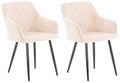 2-delige set Eetkamerstoelen - Armstoelen - Uitzonderlijk Comfort Kleur beige Materiaal zacht