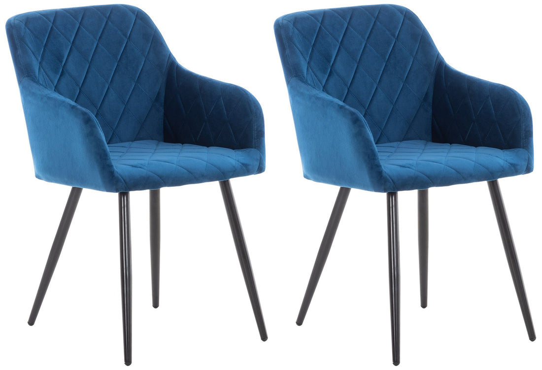 Set van 2 Eetkamerstoelen - Luxe Armstoelen - Moderne Stijl & Comfort Kleur blauw