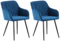 Set van 2 Eetkamerstoelen - Luxe Armstoelen - Moderne Stijl & Comfort Kleur blauw