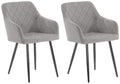 2-delige set Eetkamerstoelen - Armstoelen - Uitzonderlijk Comfort Kleur grijs Materiaal zacht