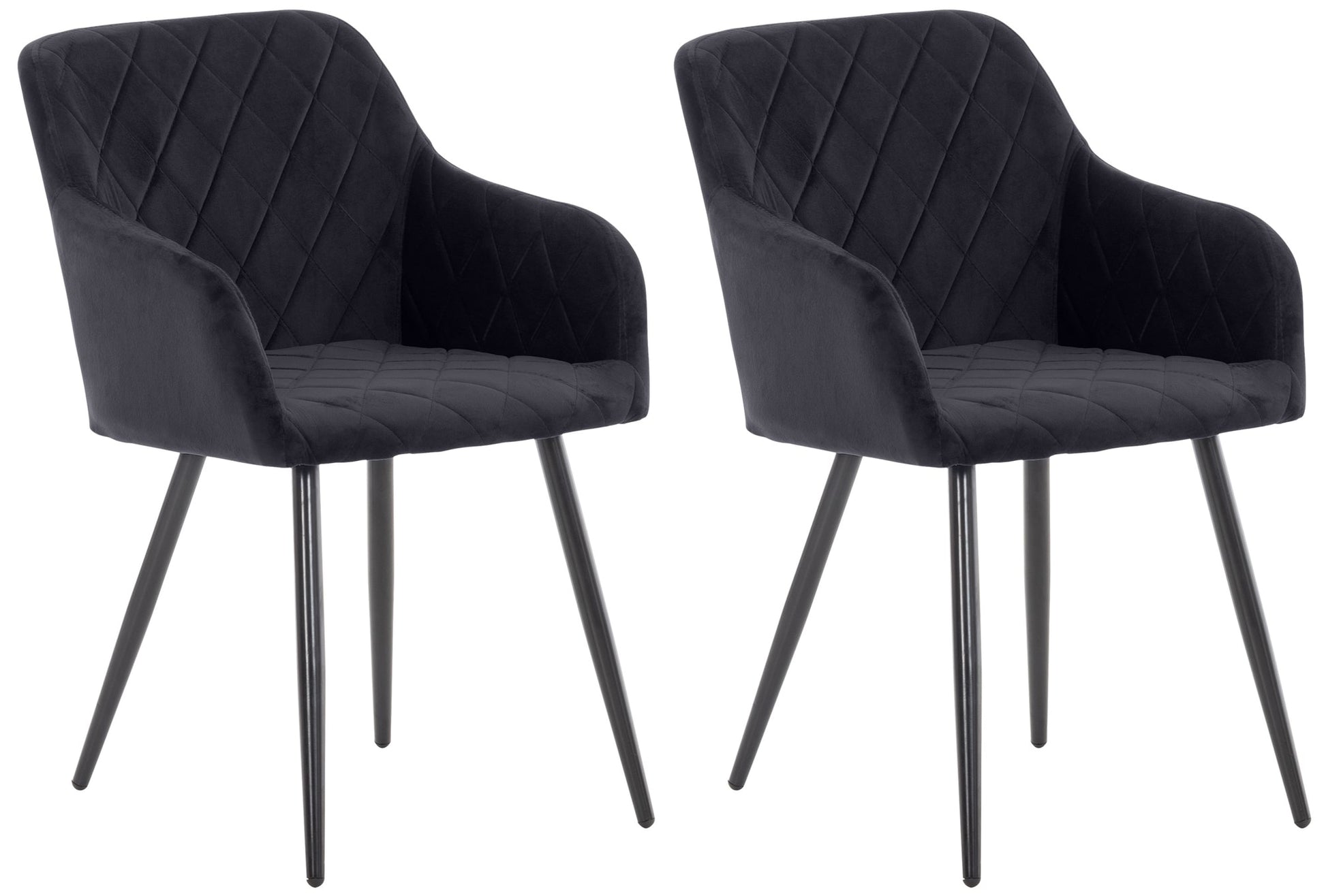 2-delige set Eetkamerstoelen - Armstoelen - Uitzonderlijk Comfort Kleur zwart Materiaal zacht