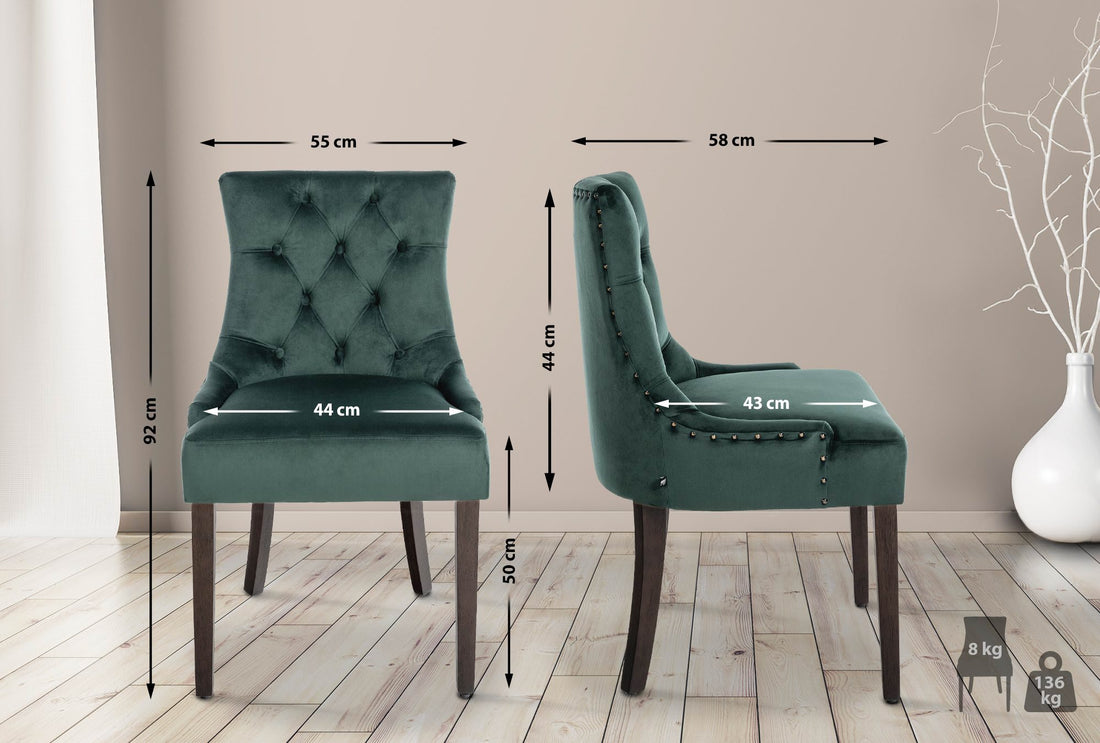 Eetkamerstoel - Fluwelen Design - Comfortabel en Robuust voor Dagelijks Gebruik Kleur donkergroen