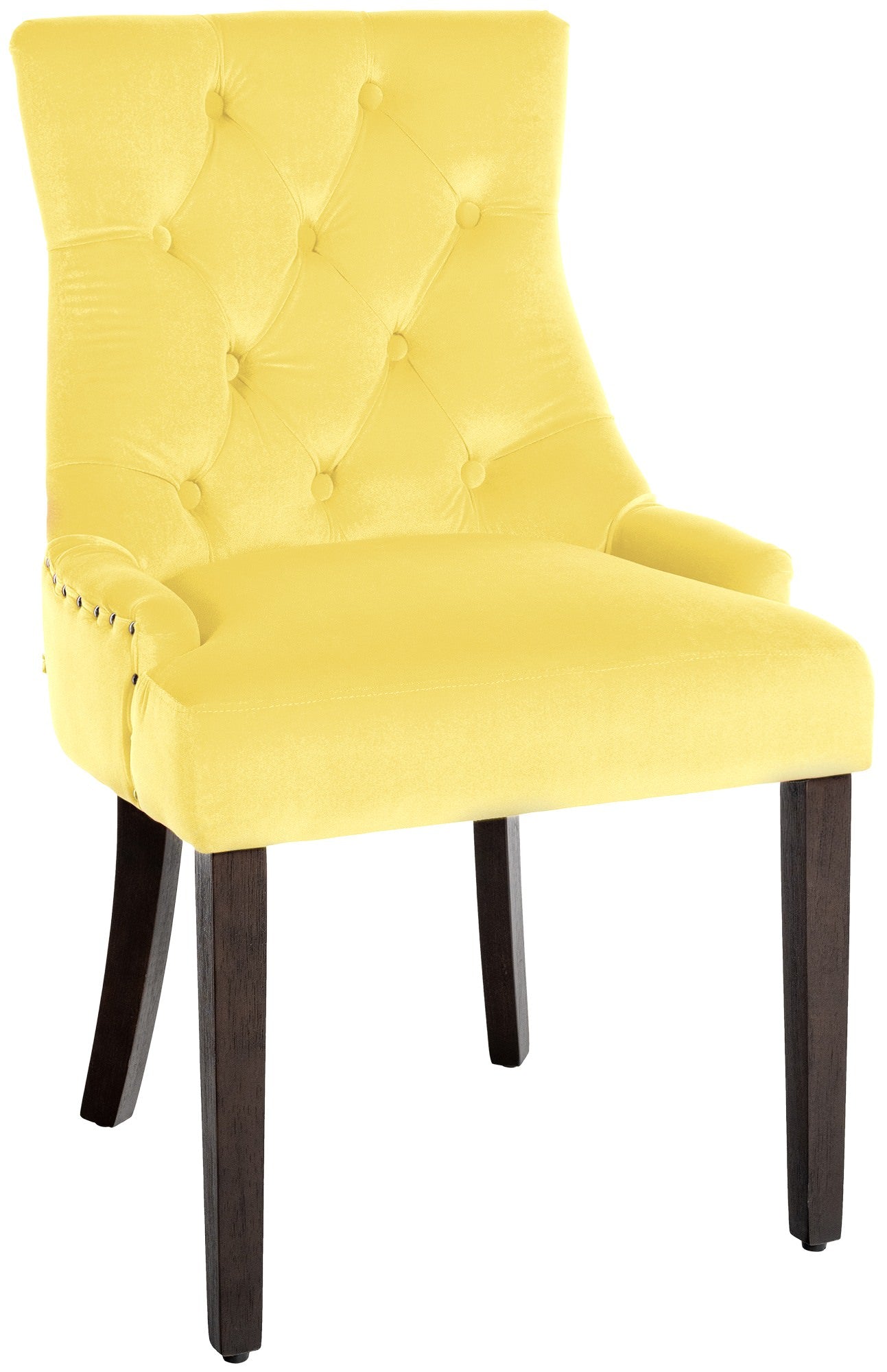 Fluwelen Eetkamerstoel - Keukenstoel - Hoog Comfort - Gestoffeerd Fluweelrubberhout Kleur geel Onderstel Kleur antiek