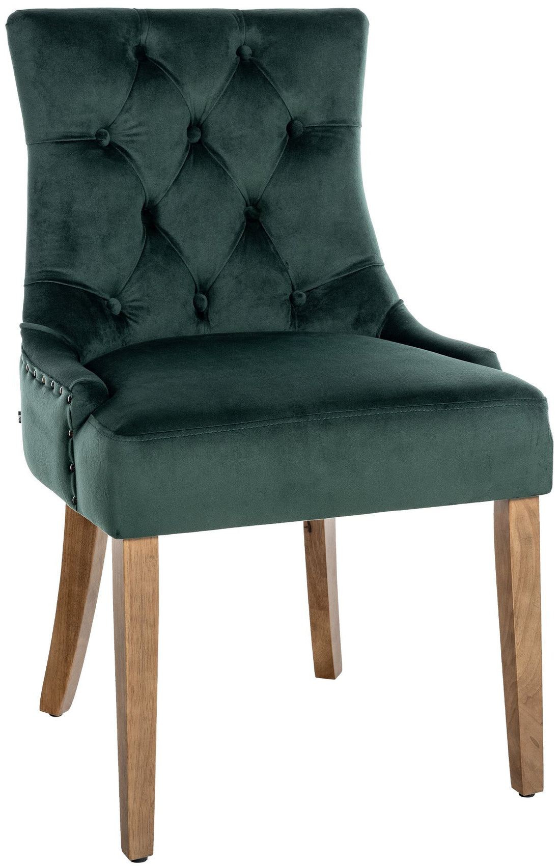 Fluwelen Eetkamerstoel - Stoel - Hoog Zitcomfort, Houten Frame Kleur donkergroen