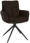 Moderne Eetkamerstoel - Fauteuilstijl - Comfortabel Zitten met 180° Draaifunctie Kleur bruin