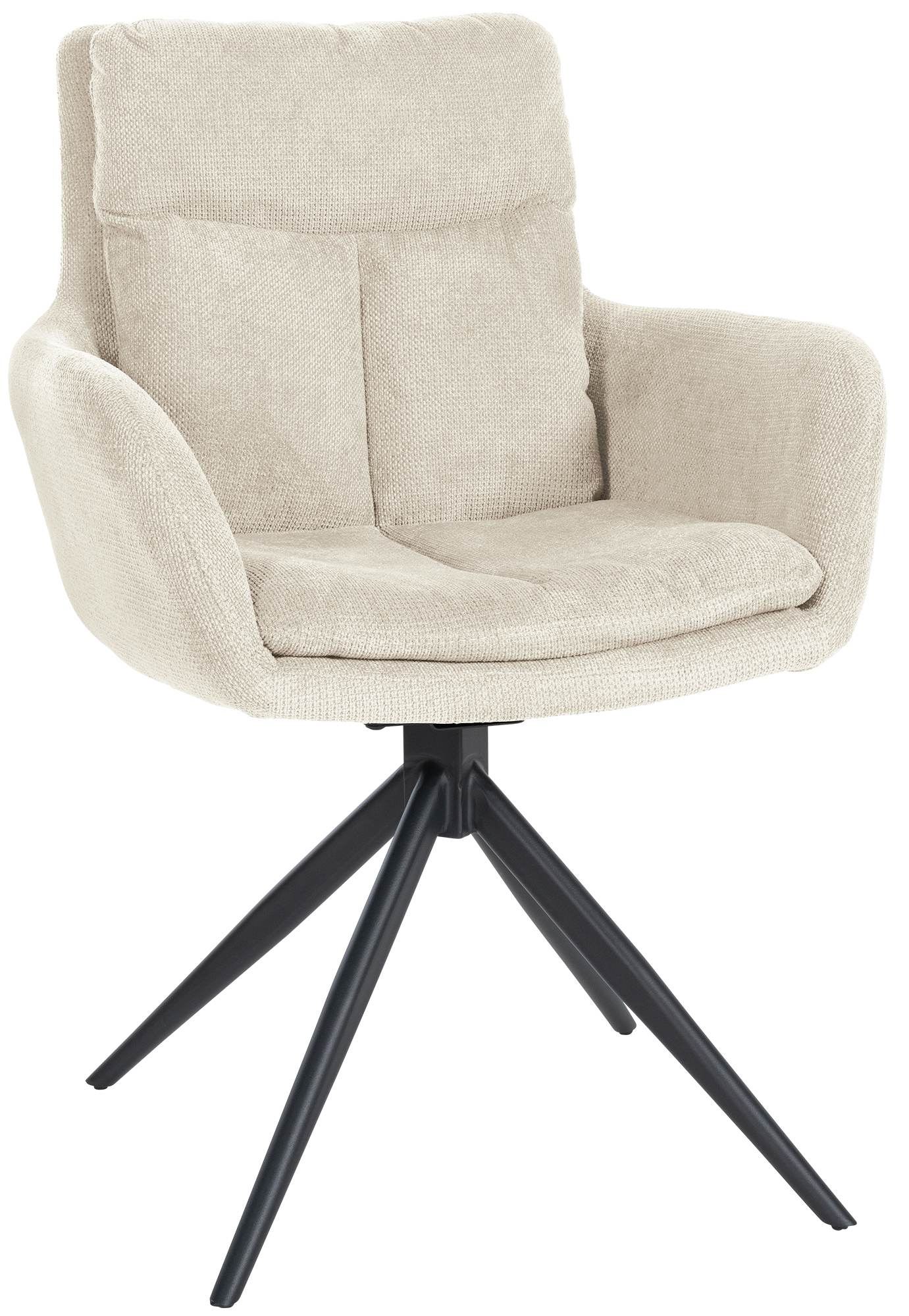 Moderne Eetkamerstoel - Fauteuilstijl - Comfortabel Zitten met 180° Draaifunctie Kleur crème