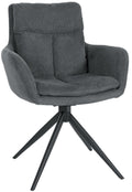 Moderne Eetkamerstoel - Fauteuilstijl - Comfortabel Zitten met 180° Draaifunctie Kleur donkergrijs