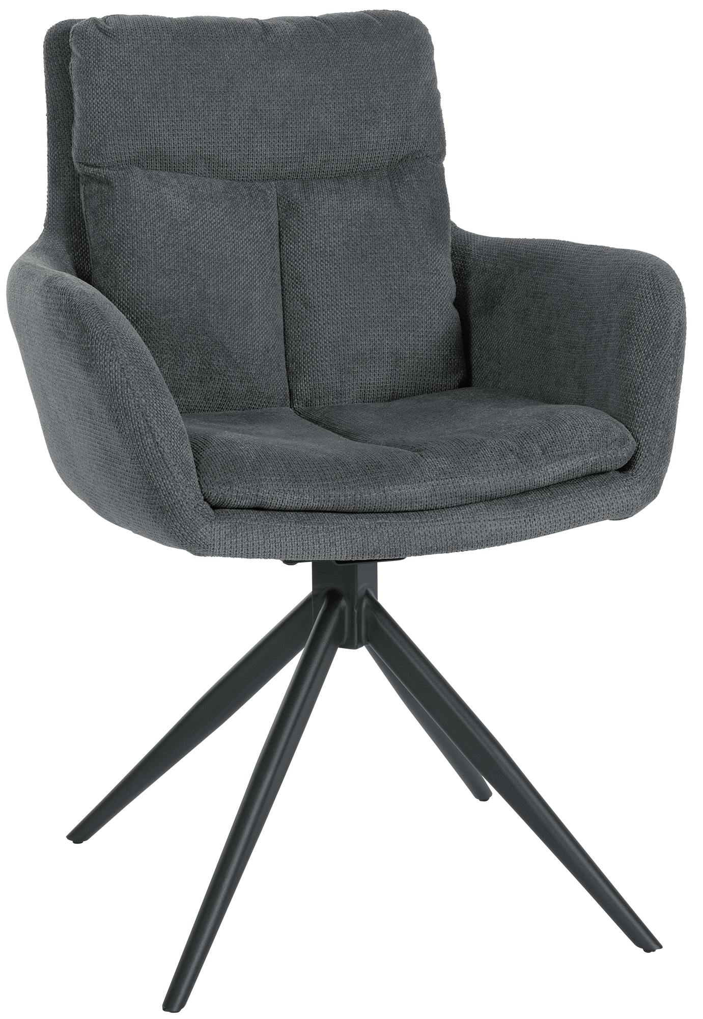 Moderne Eetkamerstoel - Fauteuilstijl - Comfortabel Zitten met 180° Draaifunctie Kleur donkergrijs