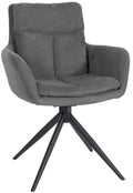 Moderne Eetkamerstoel - Fauteuilstijl - Comfortabel Zitten met 180° Draaifunctie Kleur grijs