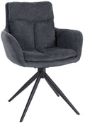 Moderne Eetkamerstoel - Fauteuilstijl - Comfortabel Zitten met 180° Draaifunctie Kleur zwart