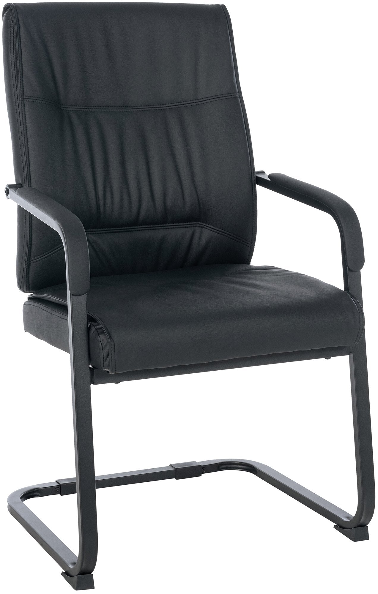 Vrijdragende Bezoekersstoel - Kunstleren Zitstoel - Ergonomisch Comfort Kleur zwart/zwart