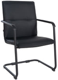 Bezoekersstoel - Gastenzetel - Ergonomische Armleuningen, Kunstleer & Chrome Design Kleur zwart/zwart