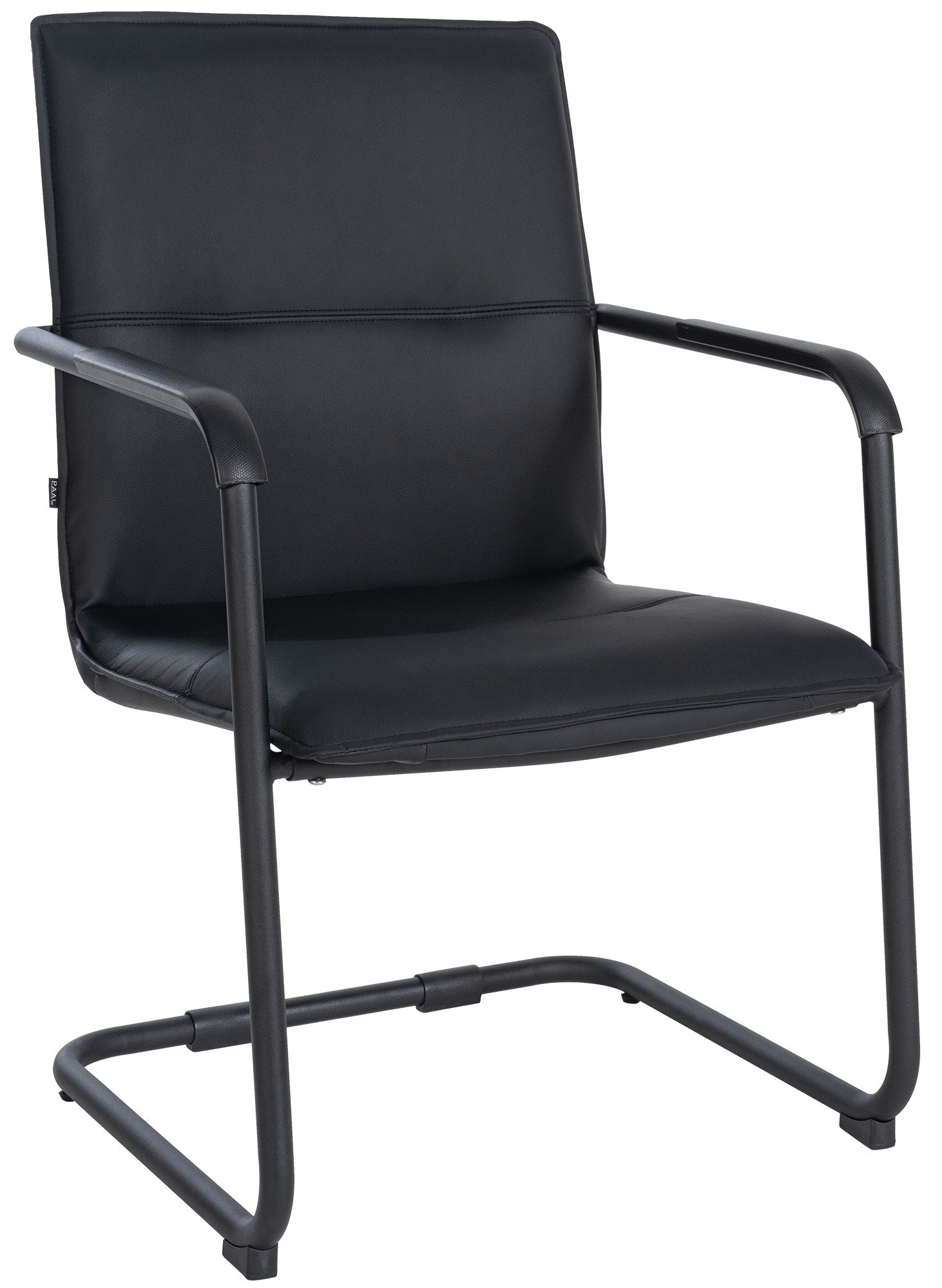 Bezoekersstoel - Gastenzetel - Ergonomische Armleuningen, Kunstleer & Chrome Design Kleur zwart/zwart
